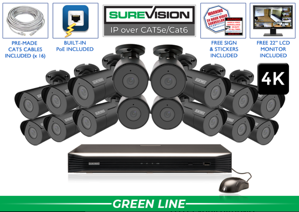 4K - 8MP System 164 Foot Night Vision / SV-4IPBA8-B-N