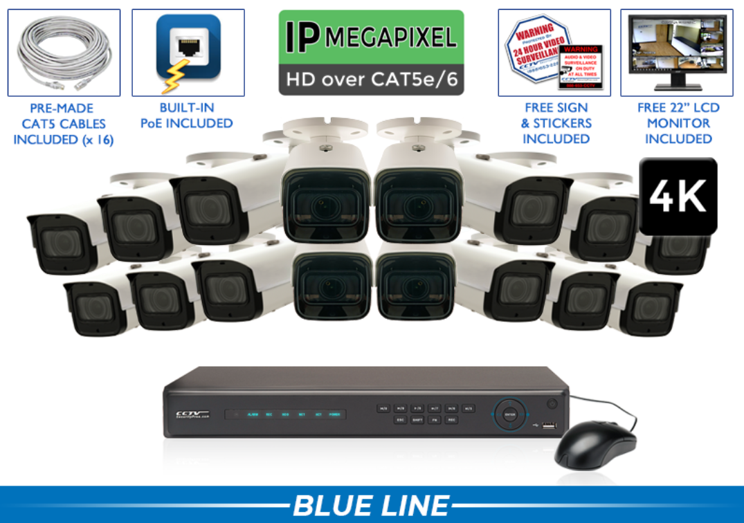 4K - 8MP (AI) IP Motorized System 200 Foot Night Vision / CSP-4POEMX8-A3