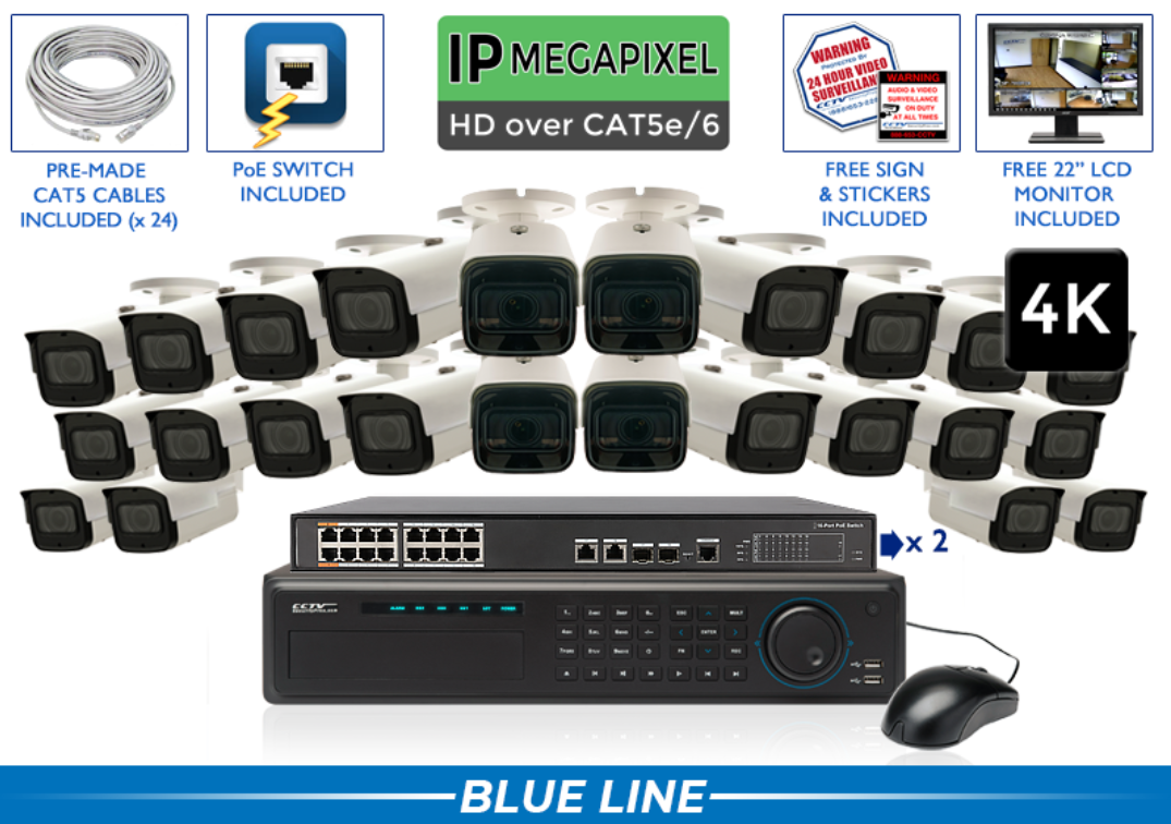 4K - 8MP (AI) IP Motorized System 200 Foot Night Vision / CSP-4POEMX8-A3