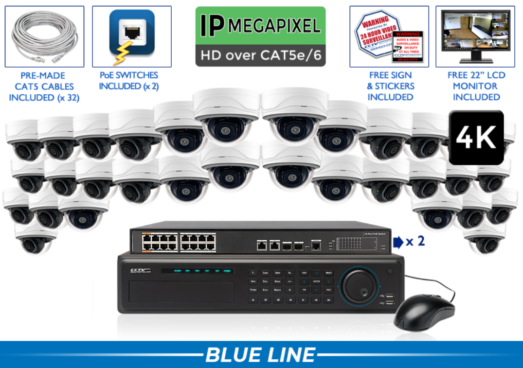 4K - 8MP (AI) IP System with Free NVR Upgrade / CSP-4POEMD8-A