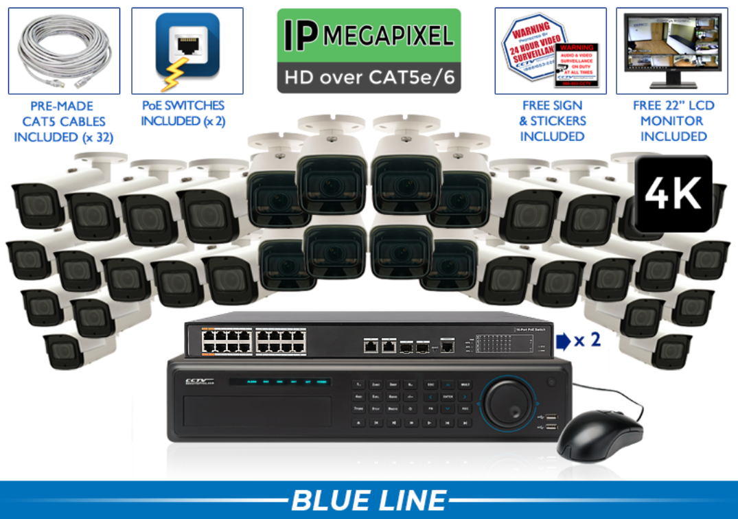 4K - 8MP (AI) IP Motorized System 200 Foot Night Vision / CSP-4POEMX8-A3