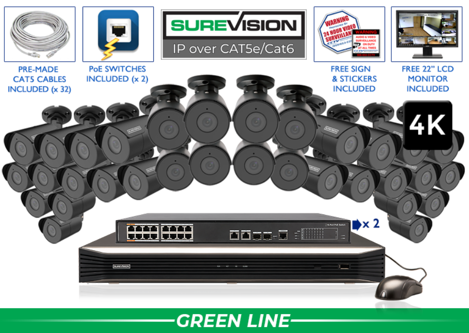 4K - 8MP System 164 Foot Night Vision / SV-4IPBA8-B-N