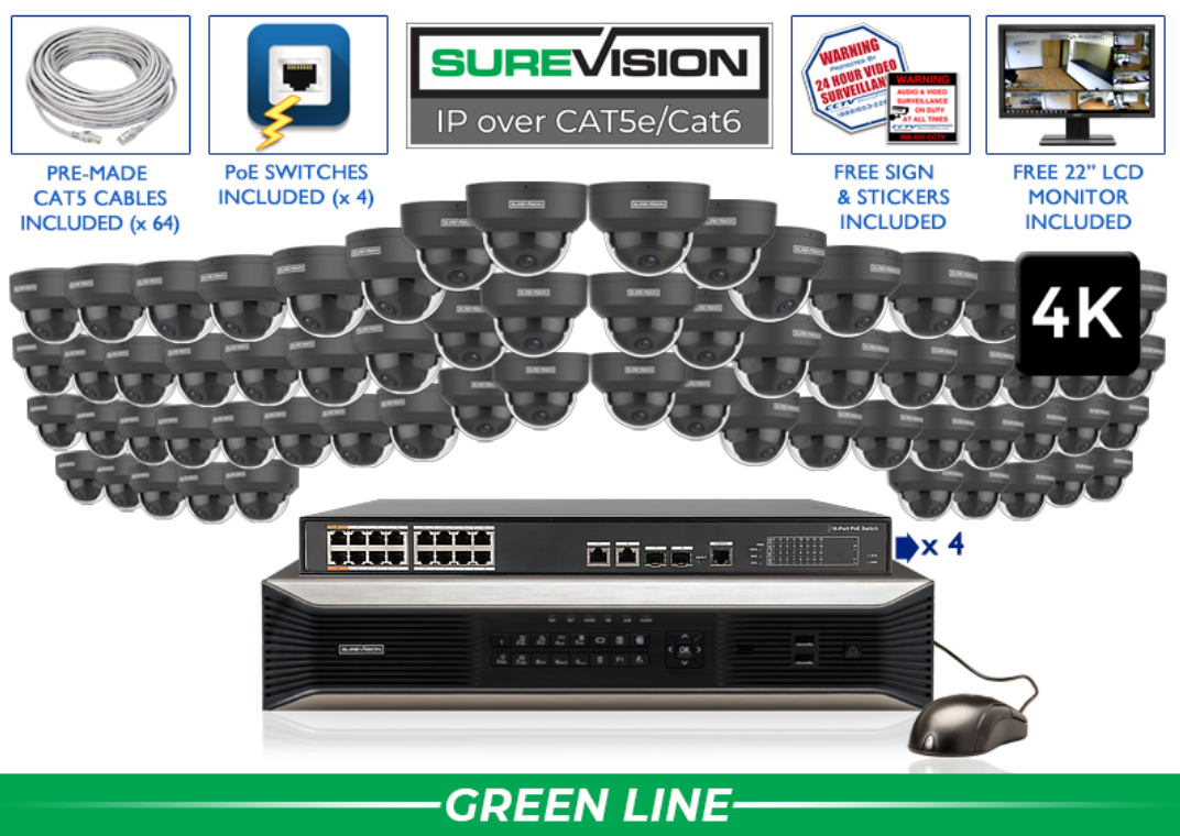 4K 8MP Vandal Dome IP System with 8 Channel NVR/ SV-4IPVP8-B-N