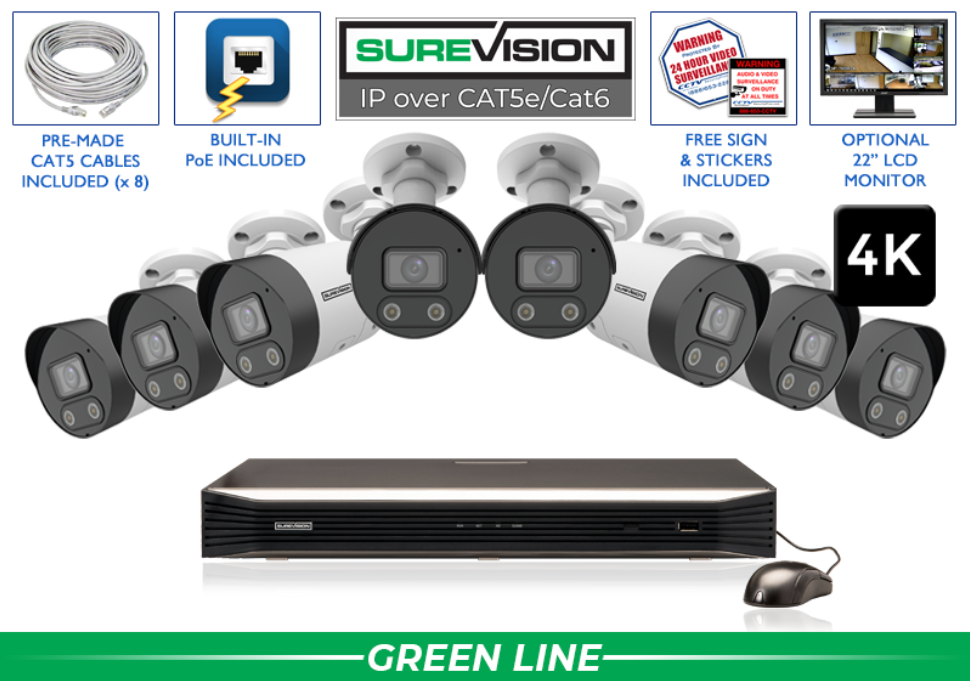 4K IP System with 2 Way Audio / SV-4IPSB8-N