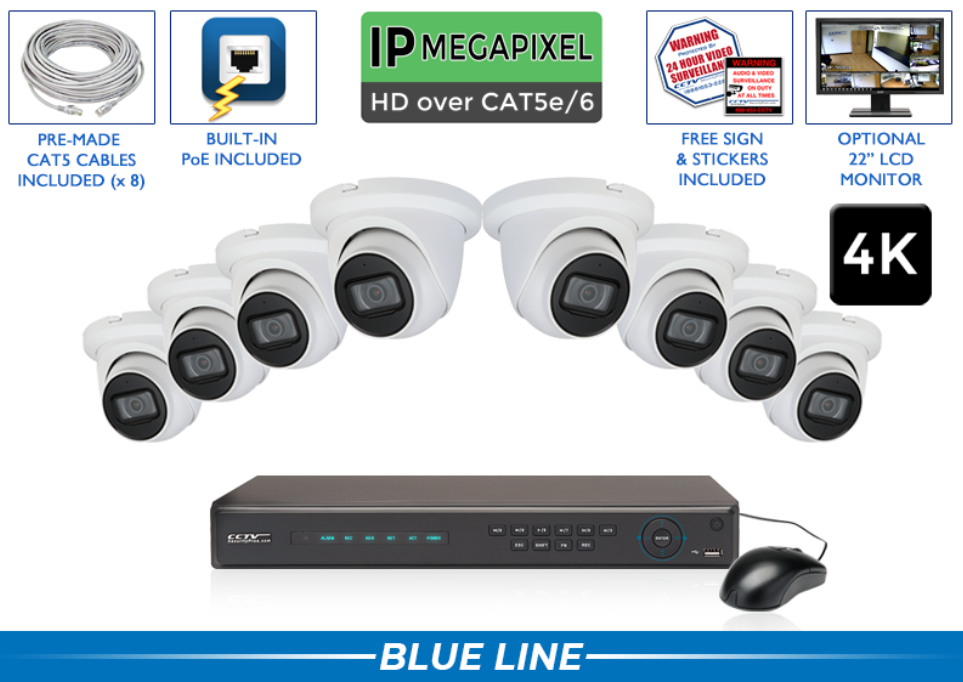 4K - 8MP IP (AI) Microphone Cameras 8 Channel NVR / CSP-4POEMIC8-A