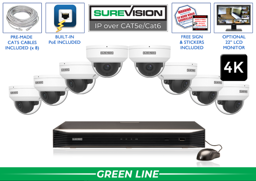 4K 8MP Vandal Dome IP System 8 Channel NVR / SV-4IPVP8-N